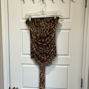 Zara Brown Leopard Print Scarf Top